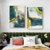 Póster nórdico con líneas doradas y verdes abstractas, decoraciones de pared, Cuadros artísticos, impresiones para sala de estar, decoración moderna para el hogar, pinturas en lienzo