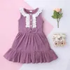 Nowe Letnie Dzieci Dress Na Girl Bow Koronki Ruffles Party Wedding Bez Rękawów Dzieci Dziewczyna Księżniczka Sukienka Sweet Kids Clothes 1-6y Q0716