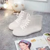 Dames Regen Laarzen Jelly PVC Regenschoenen Gear Med Hakken Schoenen Vrouw 2021 Mode Transparante Boot voor Studenten Platform Naaien Booties Solid WMQ1010