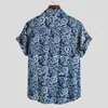 Camisa de playa hawaiana azul para hombres Verano de manga corta Tropical Aloha Camisas para hombre Botón casual Ropa de vacaciones 210522