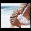 Bohemian Knuckle 9 Pcs Set Antique Silver Alloy Turquoise Arrow For Girlsladies I9Rb5 Band Rings Ixs9S