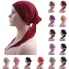 Muslim Women Turban Hair Loss Bonnet Head Scarf Headwear Cancer Hat Chemo Cap Cover Beanie Wrap Long Tail Skullies Solid Color