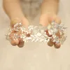 Big Floral Bridal Crown Tiara Серебряный Цвет Листьев Свадебный головной убор Ручная женская Вечеринка Прута Рука