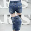 Pantaloncini di jeans ricamati alla moda Gonne Donna Estate Mini sexy a vita alta Blu Jean corto 210621
