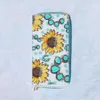 Mode PU portefeuille tournesol chrysanthème imprimé léopard luxe femmes fermeture éclair longue pochette portefeuille