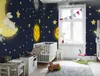 Tapety Niestandardowe Nordic Księżyc Księżyc Star Space Space Domy Dzieci Tło Tapeta Mural