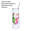 3D impresso 20oz reto DIY Sumblimation Tumblimation feito sob encomenda Faça de aço inoxidável Insultado água xícara de chá de café canecas para presentes de Natal