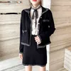 Höst vinterkläder Vintage Elegant Kintted 2 Piece Set Women Jacket Coat Mini Skirt Suit Två Outfits Crop Top Conjuntos 210514