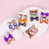 Baby hår klipp tillbehör båge lycklig halloween barn barrette 3st / set pumpa skalle ghost cat print girl ins band grosgrain