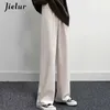 Jielur Korean Style Wide Leg Pants Women's Winter Loose Straight Pants Female High Waist Fashion Black Woolen Trousers M-XXL 211008