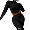 Kvinnor Casual 2 Två Piece Set Sticka Sportkläder Jogging Suit High Waist Yoga Tracksuits Slim Fit Winter Running Kläder S-XXL