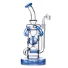 Bocchino a collo piegato da 11,2 pollici Blu Viola Shisha Bubbler Recyler Bong in vetro per acqua Piattaforme petrolifere Fumatori Narghilè Dab Rig Bong in vetro