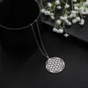 Pendant Necklaces EUEAVAN 10pcs The Flower Of Life Pattern Melon Seeds Clasp Circle Necklace Stainless Steel