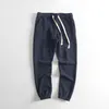 Style japonais Jogging Pantalon Hommes Épaissir Polaire Coton Homme Cordon Large Jambe Noir Gris Sports Pour Hommes