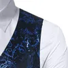 Luksusowy Paisley Floral Print Kamizelka Mężczyzna Marka Królewska Blue Bez Rękawów Kamizelka Kamizelka Męskie DJ Club Party Wedding Groom Kamizelki 210522