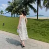 White halter strap elegant dress female seaside vacation beach skirt summer and Korean fashion women's clothing 210520