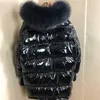 Winter Jacka Women Coat Duck Down Parka Stor REAL RACCOON Päls krage Huven Löst glansigt patentläder Snö Wear Waterproof SH13509463