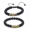 Friendshhip 8 mm Retro-Matt-Malachit-Strang, schwarzer Stein, geflochtenes Chakra-Perlen-Armband-Set für Damen und Herren, Yoga, Buddha-Energie-Schmuck