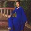Modern Arabic Royal Blue Formal Evening Dresses Jumpsuits For Women Pearls Beaded Long Sleeve V-Neck Prom Dress Special Occasion Gown Custom Made