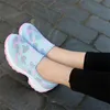 إمرأة شبكة بلون الطباعة جولة اصبع القدم منتصف المنحدر كعب عدم الانزلاق مريحة الأزياء الحلو عارضة سفر أحذية رياضية 5ke027
