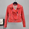 Faux Soft Leather Pu Jacka Coat Kvinnor Hem Avtagbar Serpentine Kvinna Rivet Zipper Motorcykel Ytterkläder 210430