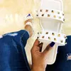 2022 Designer Rivet Pantofole Sandali Da Donna Jelly Plastic Crystal Slides Scarpe Da Esterno