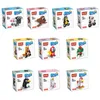 Animal Minifigs Familia divertida 10 piezas Lote Educativo Fox Sheep Building Blocks Brick Doll Toy para niños