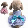 Dog Apparel Pink Blue Strips Prom Dresses For Princess Girl Party Dress Clothes Summer With Big Bow Pet Hoodie Tutu Bubble Skirt