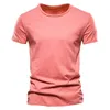 Män Sommar T-shirts Hög Elastisk Slim Fit Tshirt Mens T-shirts Solid Färg