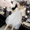 2021 été nouveau doux mignon en forme de feuille bretelles Fuffy princesse robe coton, fil filles vêtements fille robe 3-14Y Q0716