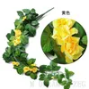 Kunstmatige opknoping Rose Bloemen Tuin Decoraties 7 Kleuren Eco-Friendly Leaf Garland Planten Vine Bladeren DIY Wedding Party Home Decor