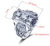 Elegante anello bianco CZ Design unico Anello da cocktail vintage per matrimonio con zirconi cubici per donna Gioielleria raffinata in argento 925