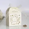 Enveloppe cadeau 50pcs Elephant Laser Cut Wedding Favors Box DIY Hollow Candy Boxe avec ruban de baby shower de fiançailles décor