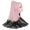 スカーフ2021製品レースコットン女性ロングハイジャブスカーフイスラム教徒のレディスヘッドバンドキャップイスラム衣料衣類トルコターバンショールヘッドスカーフ