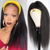 Long Kinky Straight Headband Synthetic Hair Wigs For African American Women Natural Black 16-28 Inch Kanekalon Afro Wig