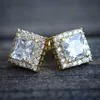 Stud Hyperbole Square Shaped Earrings For Women Luxury Wedding Accessories Princess Cut CZ Fashion Contracted Jewelry