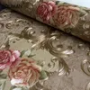 Rouleau de papier peint damassé 3D de papier peint de Texture de relief de luxe de haute qualité pour la fleur moderne en PVC lavable marron