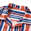 Camicie da uomo hawaiane estive Camicie da lavoro a maniche corte con stampa a righe Camicette da uomo casual con bottoni Top Camisas de hombre 210527