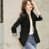 HIGH QUALITY Fashion Design Blazer Jacket Women's Green Black Blue Solid Tops For Office Lady Wear Size S-4XL 211006