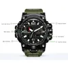 New Mens Military Sports Watches 아날로그 디지털 LED 시계 Thock 저항성 손목 시계 남성 전자 실리콘 시계 선물 상자 MO323Z