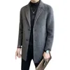 Höst och vinter dubbel-faced cashmere tjockare vinterjackor Mäns Casual Long Woolen Coat Högkvalitativ Steetwear Windbreaker 210527