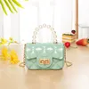 Women Mini Handbag Totes Elegant Lvs Purses Shoulder Messenger Portable Chain Bag Girl PVC Jelly Bag Pearl Crossbody Rhombus Small Square Bags