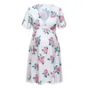 Maternity Dresses Photography Props Woman Mini Dress Floral Hohemian Clothes for Pregnant Women Pregnancy V Neck Loose Dress G220309