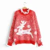 Jocoo Jole Women Loose Christmas Sweater Långärmad Turtleneck Deer Utskrift År Sweater Casual Ruffles Pullover Jumpers 210518