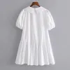 Женские летние сладкие свободные рубашки мини дессы ZA с коротким рукавом кнопки белые женские элегантные уличные платья одежда Vestidos 210513