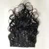 Clipe de onda corporal brasileiro em extensões de cabelo humano 8 pcs/conjunto clipes de cores naturais Ins 8-22 polegadas 120 gramas