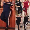 Plus Size Kobiety Dwa Piece Spodnie 6XL Topy Ramię Kobiet Odzież Bluzka Big Krótki rękaw