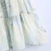 Sommerkleid Frauen Vintage Krawatte Farbstoffdruck Mini Weibliche Elegante Ruffle Buttons Casual Es Strand Sommerkleidung 210520