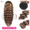 Highlight Loose Deep human hair honey brown weave ombre braiding Wave Bundles Brazilian P4/27 Honey Blonde Remy Extensions
