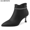 ALLBITEFO pieno cuoio genuino tacchi alti partito delle donne stivali tacchi sottili stivaletti per le donne ufficio scarpe da donna 210611